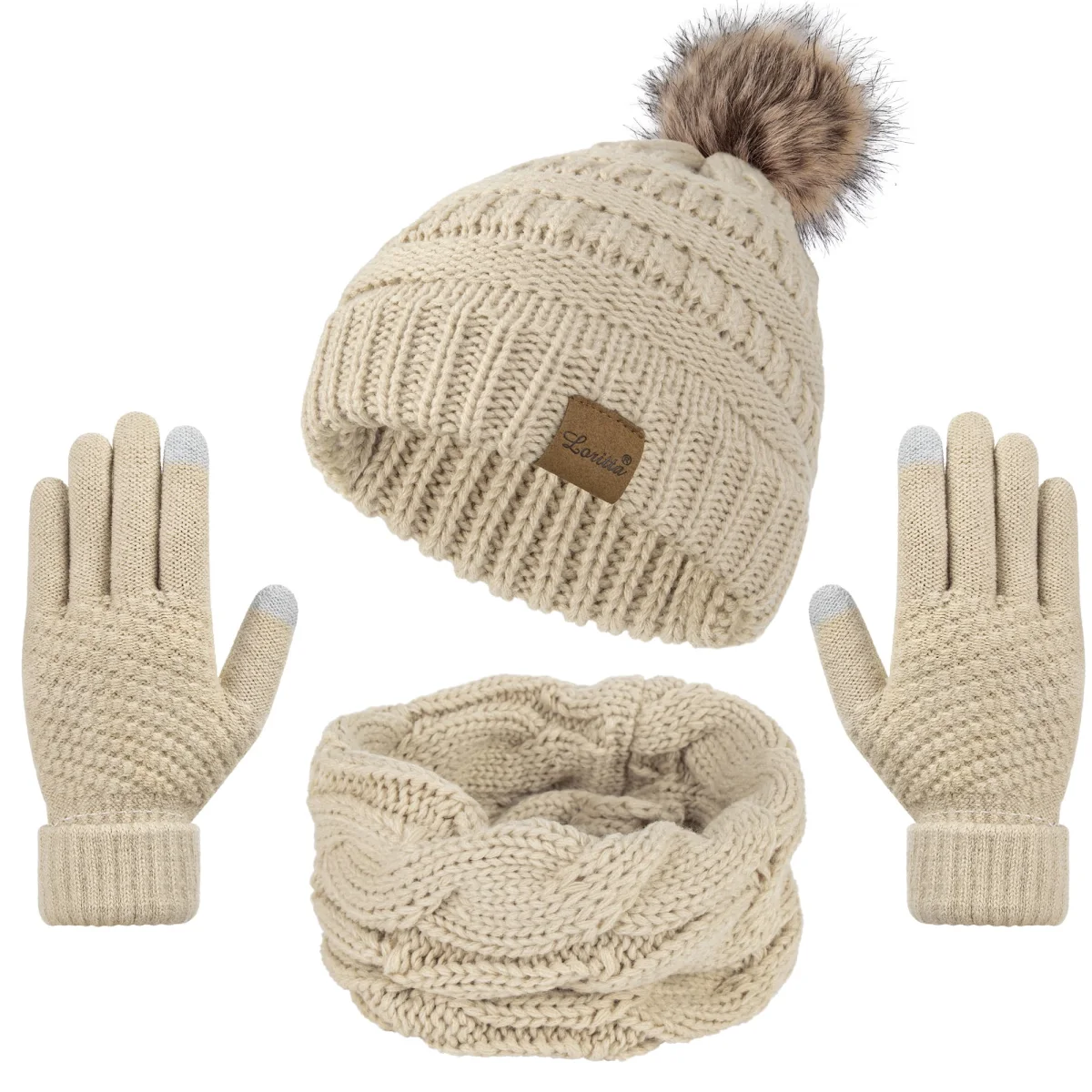 Customizable Knit Beanie and Glove Set